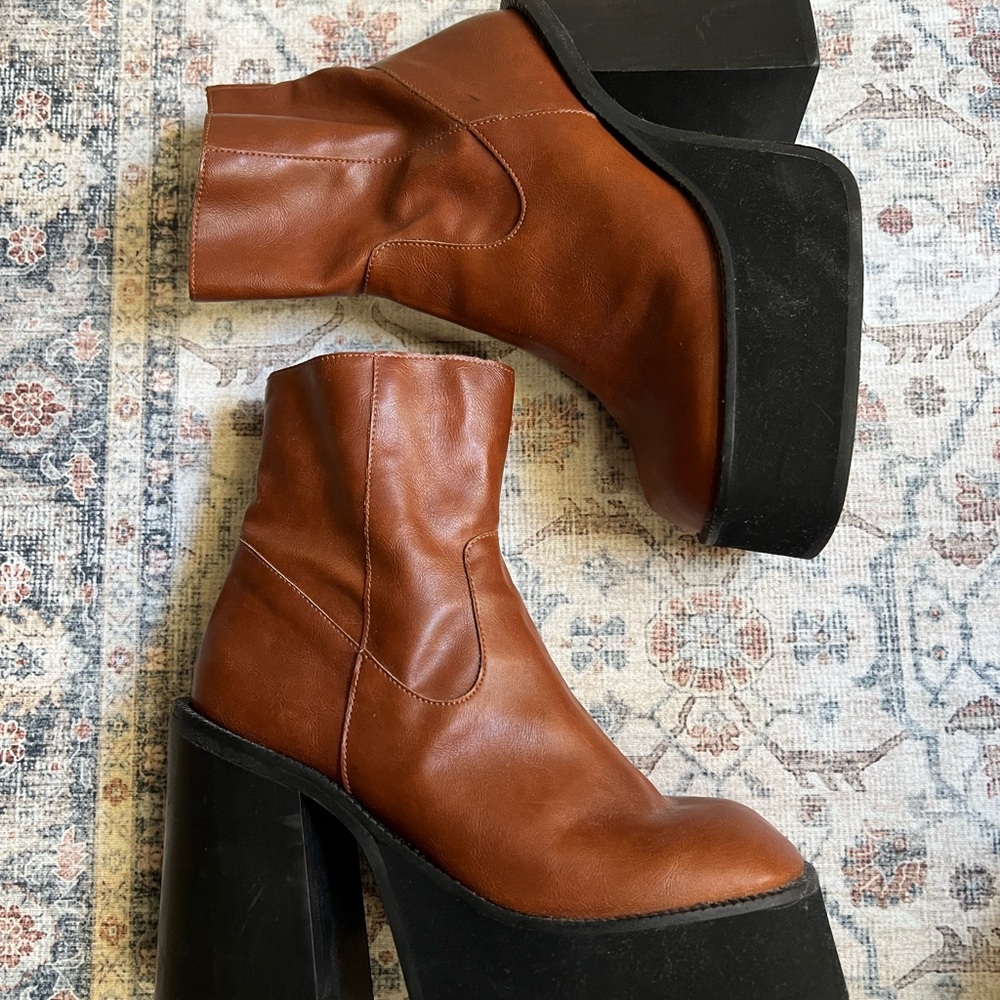 Brown Platform Ankle Boots